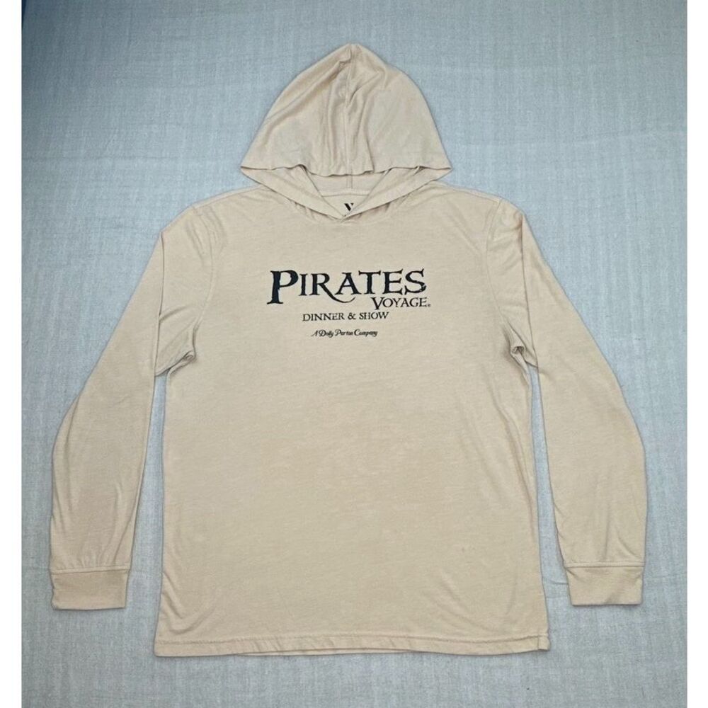 Valani Pirates Voyage Dolly Parton Hooded Long Sleeve Tee Adult Large Beige